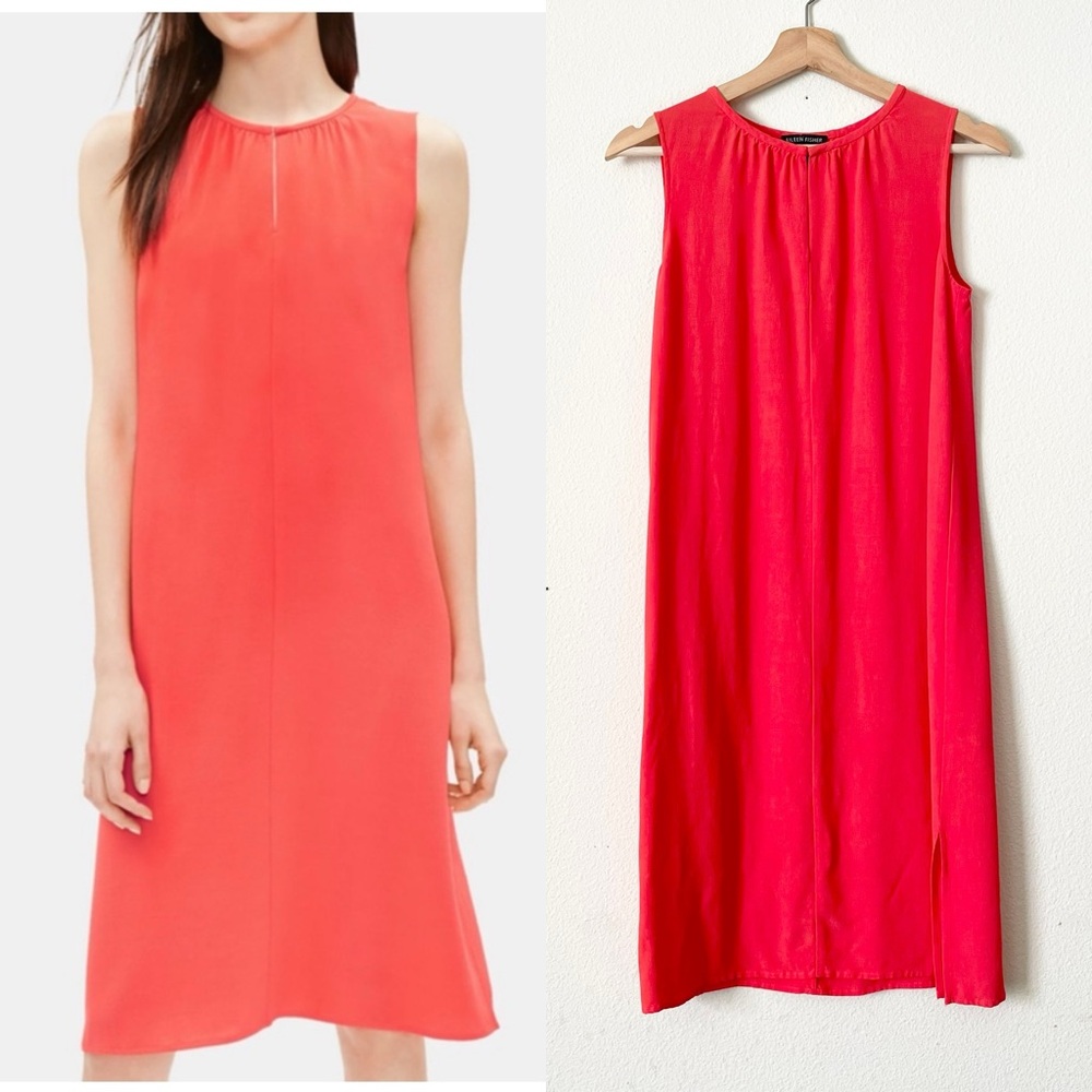 Eileen Fisher XXS Tencel crepe sleeveless round neck dress